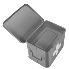 Metal First Aid Box Organizer Vintage Medical Box Storage Container Bins With Dividers