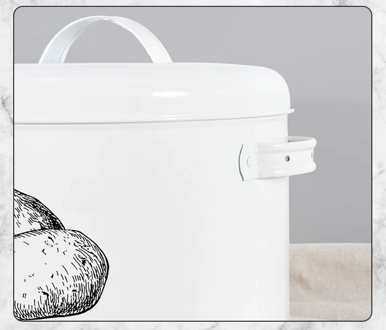 Galvanized Iron Vegetable Containers with Lid Kitchen Potato Onion Garlic Canister Storage Bucket