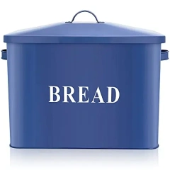 Farmhouse Bread Bin for Kitchen Countertop Large Capacity  Metal Bread Box with Side Handles Steel Bread Storage Container