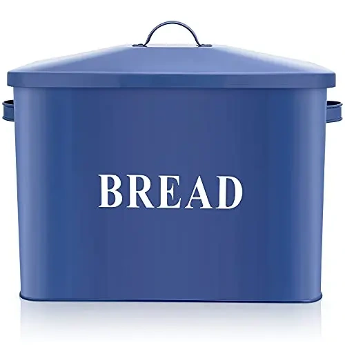 Farmhouse Bread Bin for Kitchen Countertop Large Capacity  Metal Bread Box with Side Handles Steel Bread Storage Container