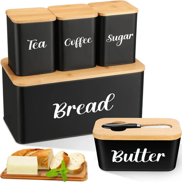 Factory Metal Bread Storage Bin Butter Box Set Kichen Accessories Bins and Storage Boxes