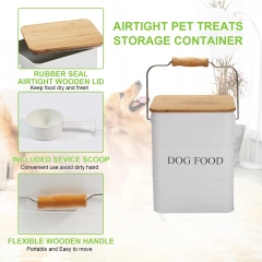 2025 Dog Food Storage Container Dog Treats Jar Metal Food Treats Box for Dog Pet Snacks Canisters with Wooden Lid