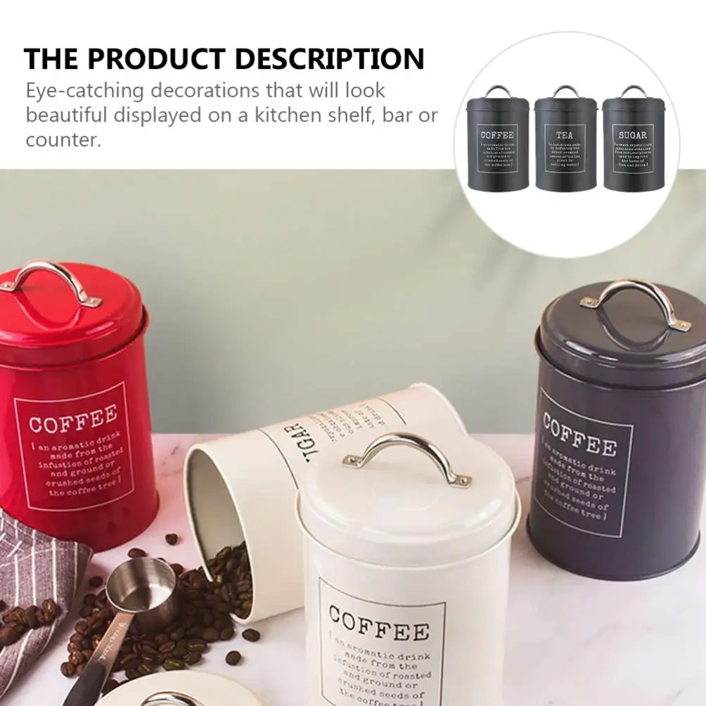 New Arrival Hot Selling Metal Luxury Canisters Kitchenware Decoration Sugar Coffee Tea Metal Canister Set