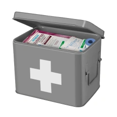 Metal First Aid Box Organizer Vintage Medical Box Storage Container Bins With Dividers