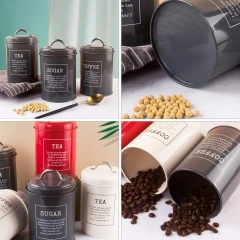New Arrival Hot Selling Metal Luxury Canisters Kitchenware Decoration Sugar Coffee Tea Metal Canister Set