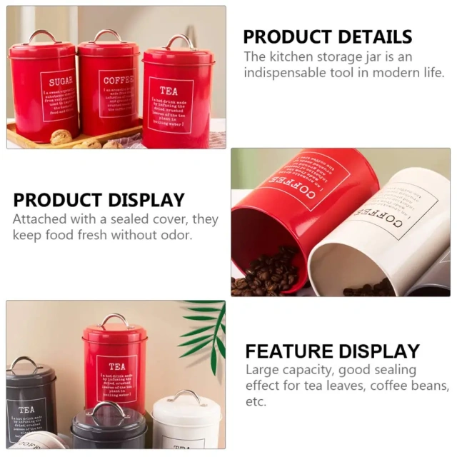 China Wholesale Metal Tea Coffee Sugar Canisters Bread Bin Biscuit Tea Coffee Sugar Canister Set