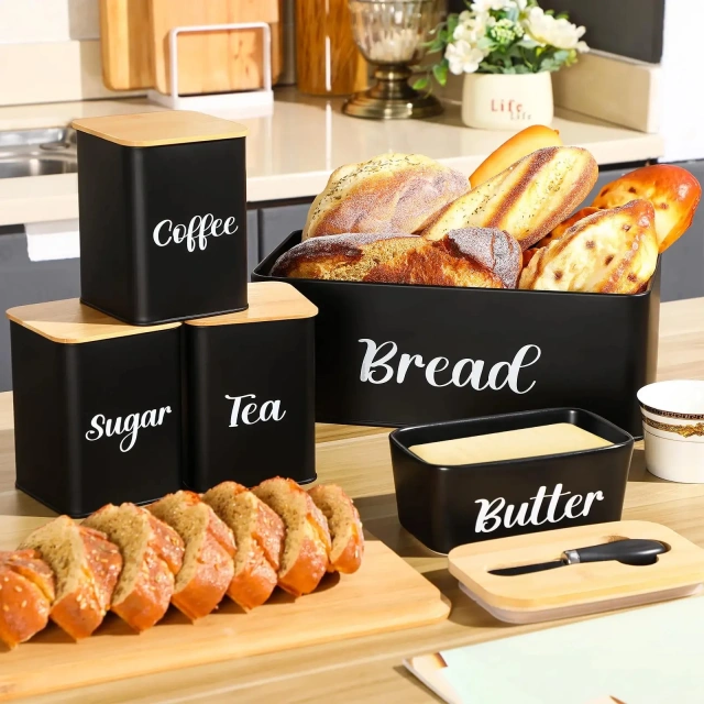 Factory Metal Bread Storage Bin Butter Box Set Kichen Accessories Bins and Storage Boxes
