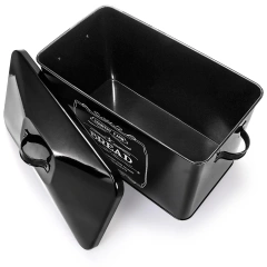 Kitchen Countertop Coffee Tea Sugar Canister and Large Black Farmhouse Metal Bread Box with 3 Kitchen Canisters Set