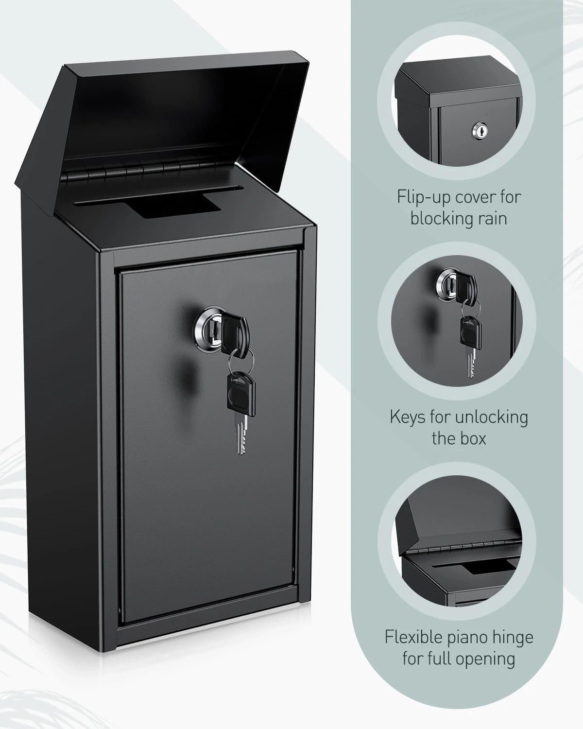 Customized Metal Wall Mounted Mailbox Top Slot Collection Box for Donation