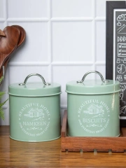 镀锌铁金属储物罐饼干储物罐带盖