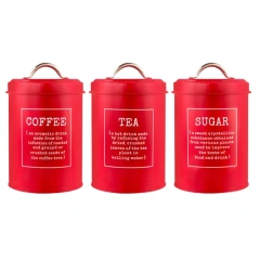 China Wholesale Metal Tea Coffee Sugar Canisters Bread Bin Biscuit Tea Coffee Sugar Canister Set