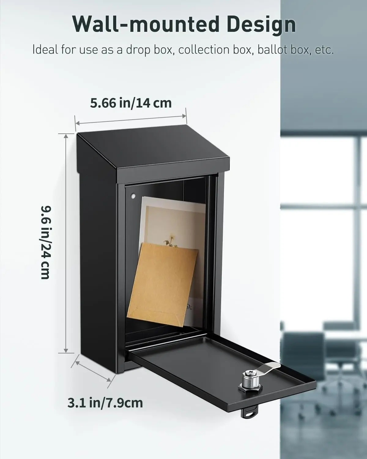 Customized Metal Wall Mounted Mailbox Top Slot Collection Box for Donation