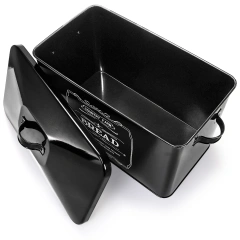 Kitchen Countertop Coffee Tea Sugar Canister and Large Black Farmhouse Metal Bread Box with 3 Kitchen Canisters Set