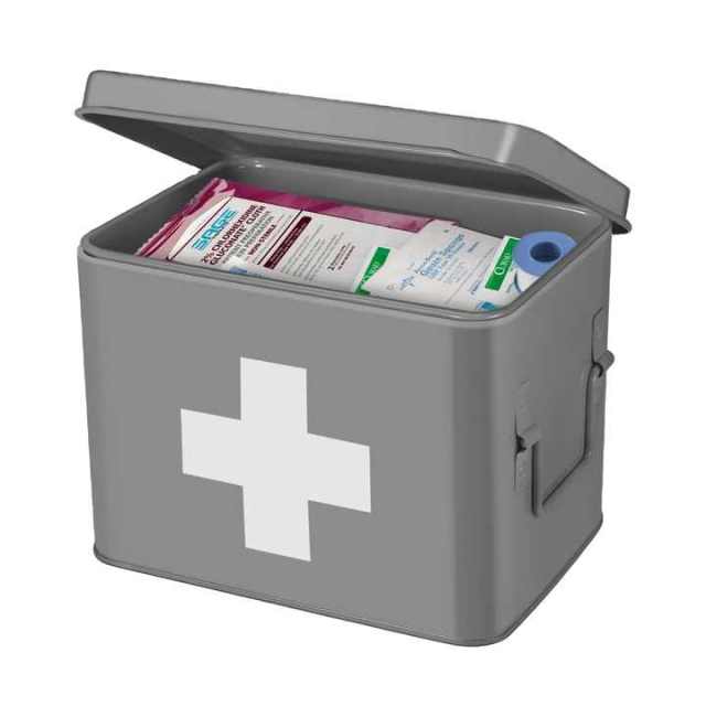 Metal First Aid Box Organizer Vintage Medical Box Storage Container Bins With Dividers