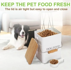 2025 Dog Food Storage Container Dog Treats Jar Metal Food Treats Box for Dog Pet Snacks Canisters with Wooden Lid
