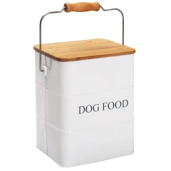 2025 Dog Food Storage Container Dog Treats Jar Metal Food Treats Box for Dog Pet Snacks Canisters with Wooden Lid