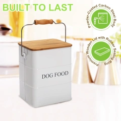 2025 Dog Food Storage Container Dog Treats Jar Metal Food Treats Box for Dog Pet Snacks Canisters with Wooden Lid