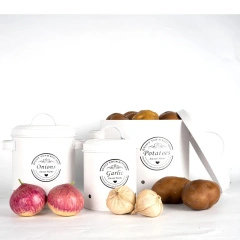 镀锌铁蔬菜容器带盖厨房土豆洋葱大蒜罐储物桶