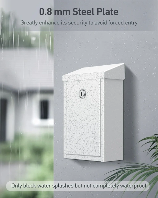 Waterproof Steel Wall Mounted Mailbox Collection Box for Outside Use Secure Safe Suggestion for Outdoor Use