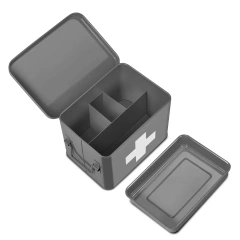 Metal First Aid Box Organizer Vintage Medical Box Storage Container Bins With Dividers