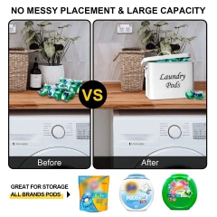 洗衣凝珠容器金属储物盒带盖洗衣房整理盒农舍装饰