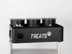 Metal Dog Cat Food Storage Container with 3 Jars Pet Treat Storage Organizer Pet Products Holder New Arrival Factory Price