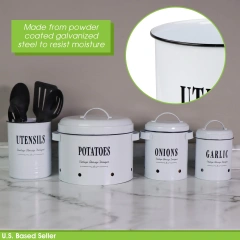 Farmhouse Kitchen Utensil Holder Garlic Onion and Potato Storage Bins Kitchen Storage Containers for Pantry
