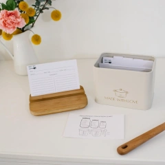 Modern Recipe Cards and Box Set Metal Recipe Card Holder Black Recipe Box with Cards and Dividers