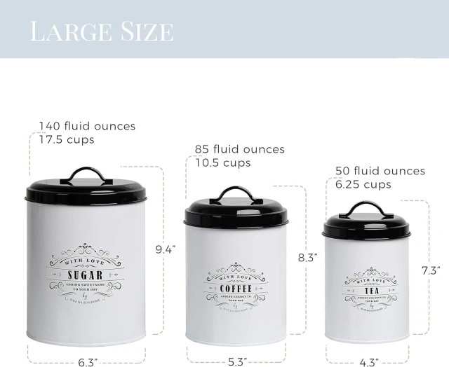 罐子三件套 咖啡茶糖容器套装 金属厨房罐