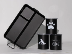 Metal Dog Cat Food Storage Container with 3 Jars Pet Treat Storage Organizer Pet Products Holder New Arrival Factory Price