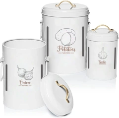 Vegetables 3 Pieces Set Potatoes Onions and Garlic Storage Bucket Kitchen Keep Fresh Storage Canister Set