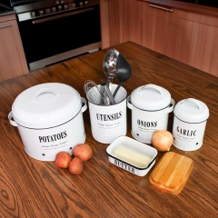 Farmhouse Kitchen Utensil Holder Garlic Onion and Potato Storage Bins Kitchen Storage Containers for Pantry