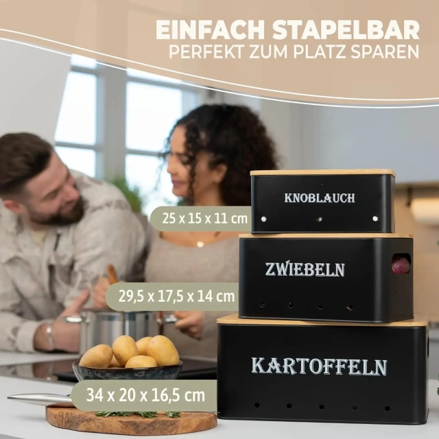 洋葱土豆蒜蓉锅盒可堆叠土豆蔬菜储存盒带竹盖金属镀锌铁接受定制