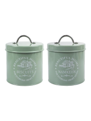 镀锌铁金属储物罐饼干储物罐带盖