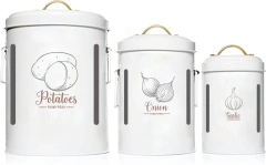 Vegetables 3 Pieces Set Potatoes Onions and Garlic Storage Bucket Kitchen Keep Fresh Storage Canister Set