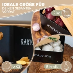 洋葱土豆蒜蓉锅盒可堆叠土豆蔬菜储存盒带竹盖金属镀锌铁接受定制