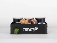 Metal Dog Cat Food Storage Container with 3 Jars Pet Treat Storage Organizer Pet Products Holder New Arrival Factory Price