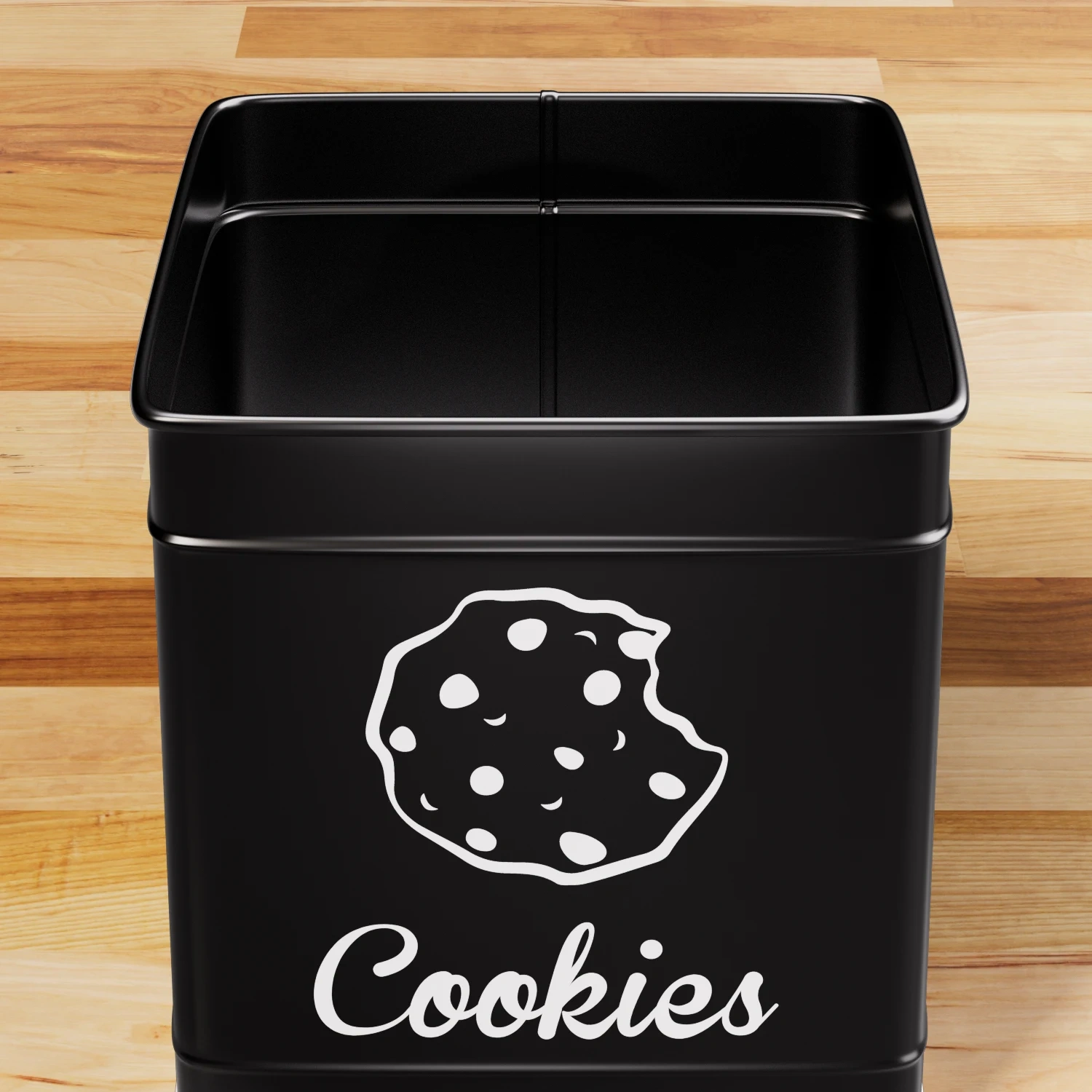 Kitchen Counter Decorative Metal Storage Box Cookie Jar with Airtight Bamboo Lid