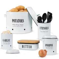 Farmhouse Kitchen Utensil Holder Garlic Onion and Potato Storage Bins Kitchen Storage Containers for Pantry