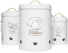 Vegetables 3 Pieces Set Potatoes Onions and Garlic Storage Bucket Kitchen Keep Fresh Storage Canister Set