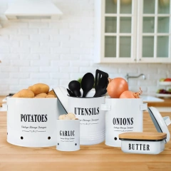 Farmhouse Kitchen Utensil Holder Garlic Onion and Potato Storage Bins Kitchen Storage Containers for Pantry