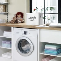 洗衣凝珠容器金属储物盒带盖洗衣房整理盒农舍装饰