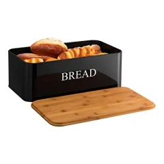 Metal Bread Sandwich Box Customize Storage Bin Bread Bin Biscuit Tea Coffee Sugar Canister Set with Bamboo Lid