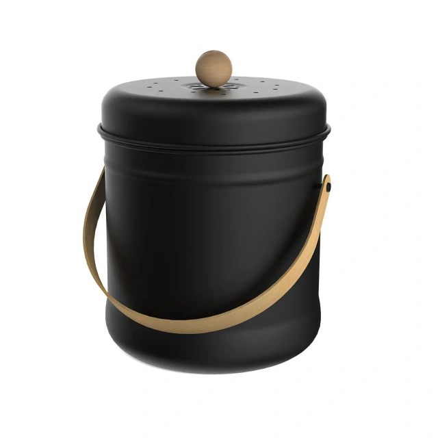 New Design 1.3 Gallon Stainless Steel Customize Compost Bin Pail Metal Kitchen Storage Compost Bins