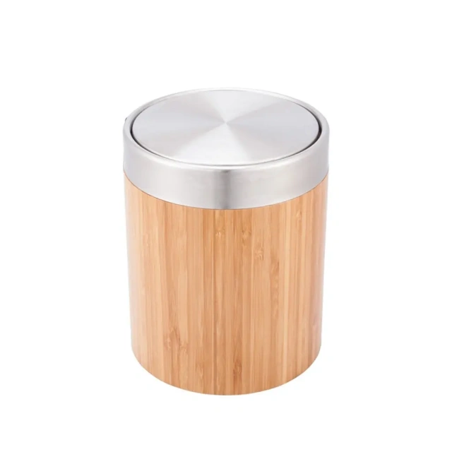 Portable Bamboo Desktop Trash Can Cute Living Room Car Mini Recycle Trash Can