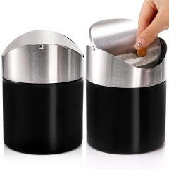 Mini Trash Can with Swing Lid Stainless Steel Countertop Garbage Bin, Modern Tiny Waste Basket