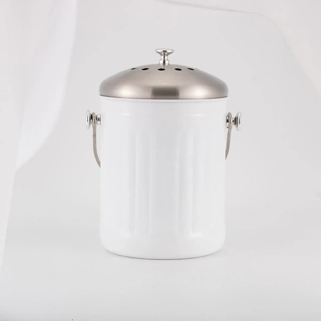 Metal Round Stainless Steel Compost Bin Kitchen Food Waste Storage Bucket Compost Bin With Filter