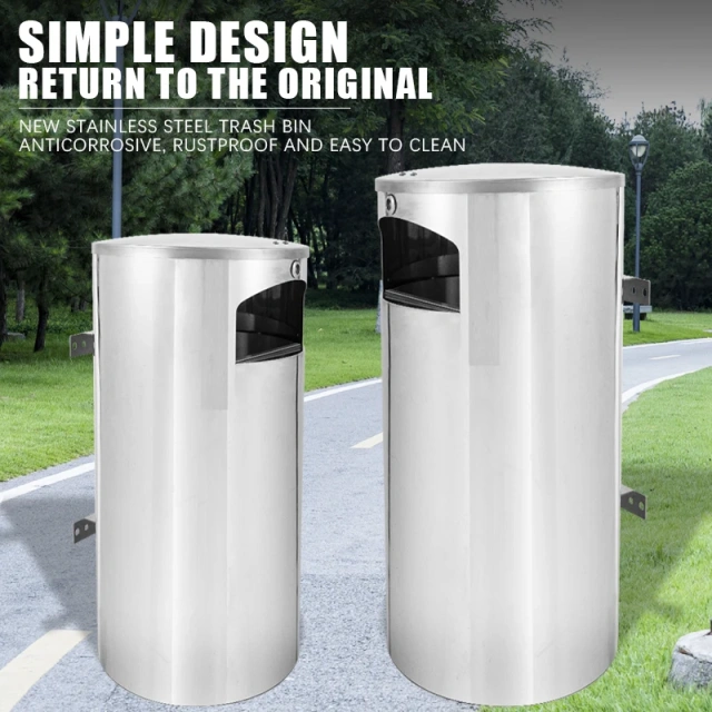 大型户外不锈钢壁挂式烟灰缸可上锁金属垃圾桶，适用于公共场所吸烟配件