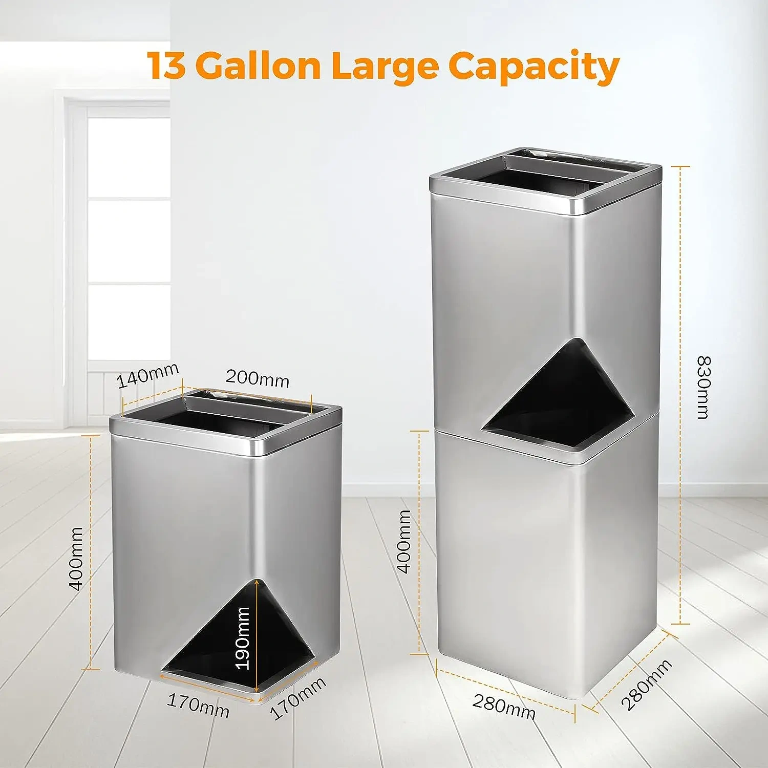 Recycling Rubbish Stainless Steel Trash Can Sanitation Dustbin Trash Waste Bins