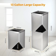 Recycling Rubbish Stainless Steel Trash Can Sanitation Dustbin Trash Waste Bins